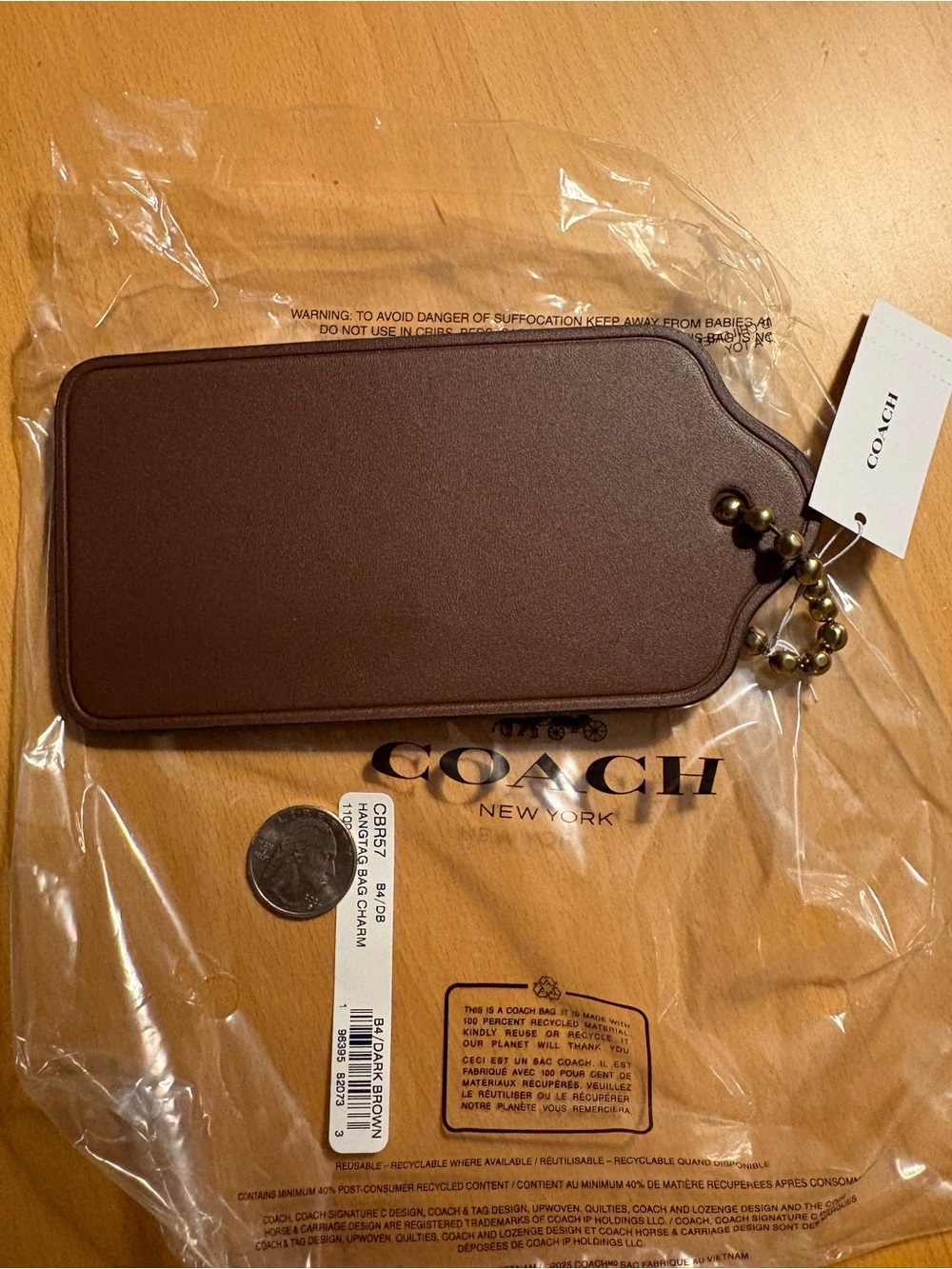 Coach XL HANG TAG Brown with Ball Chain - Picture 2 of 4